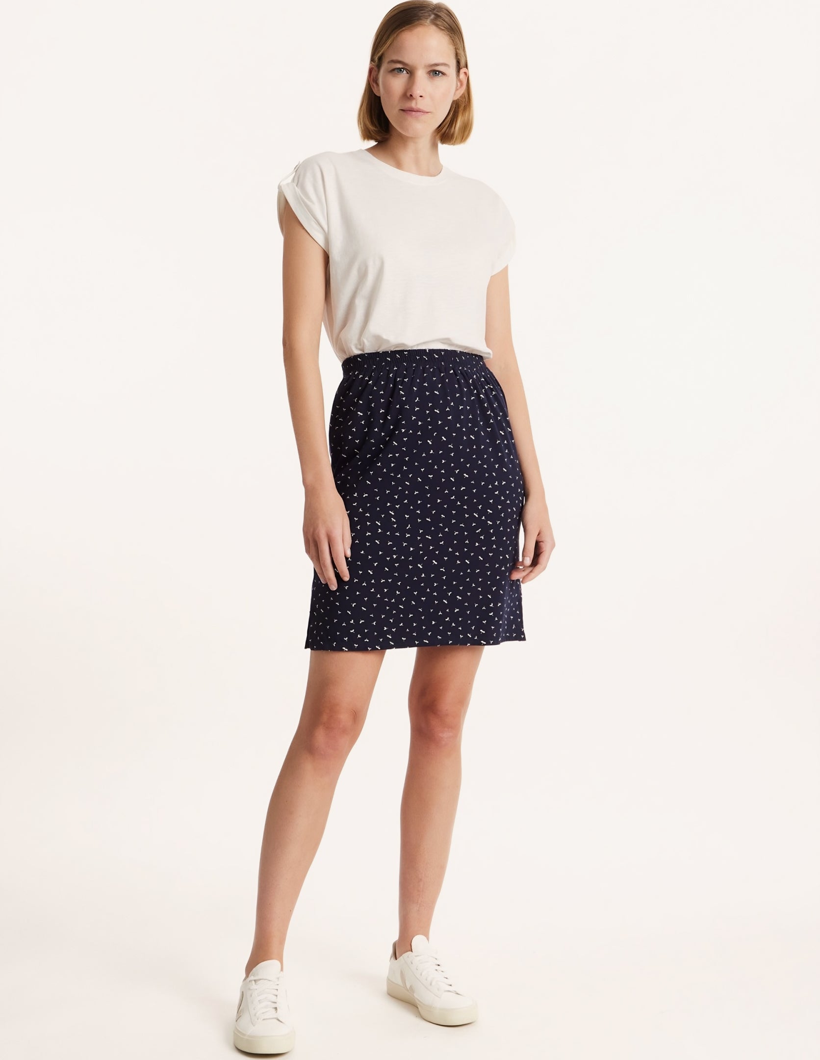 Elyana Seed Print Skirt in Navy